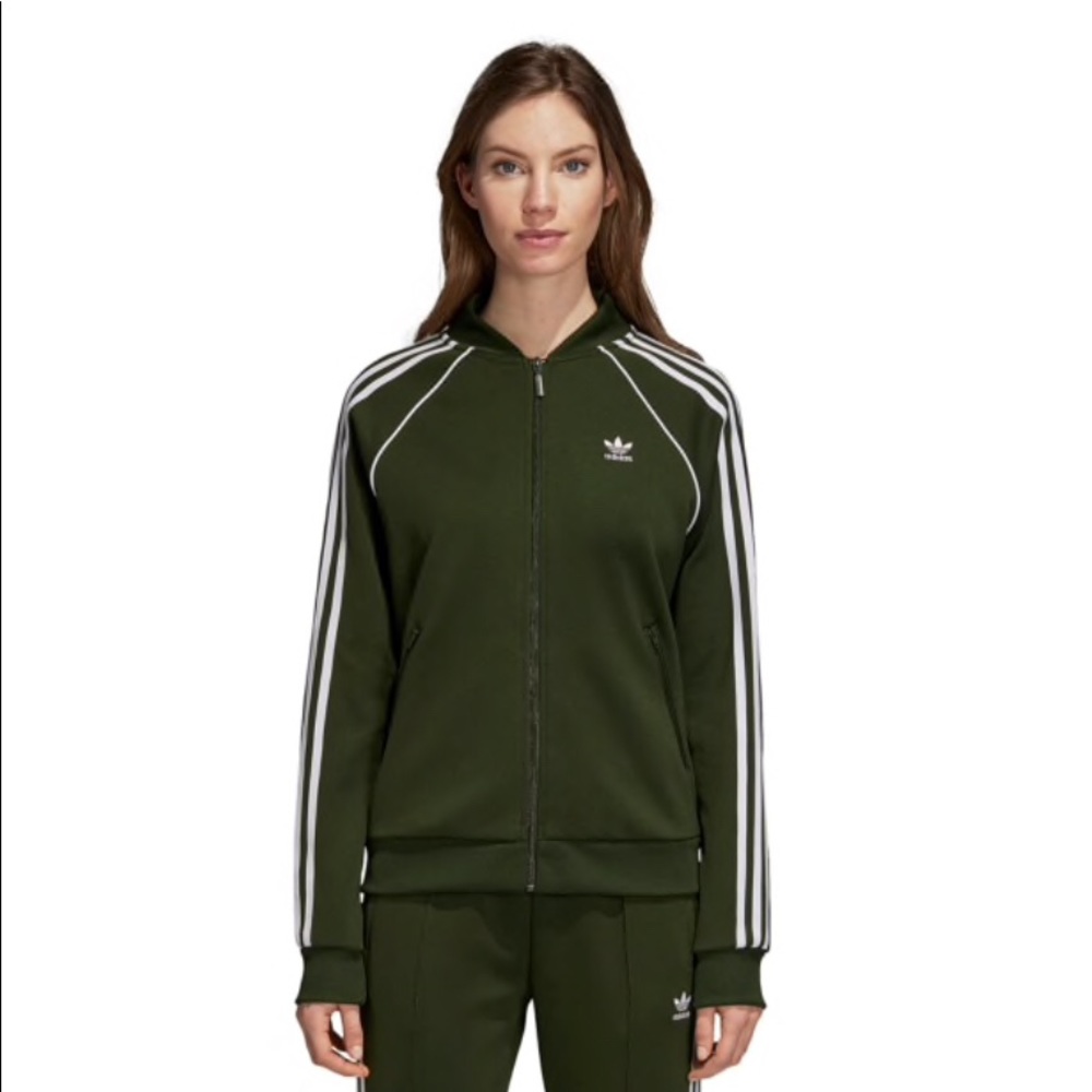 Adidas women track jacket green adicolor original
